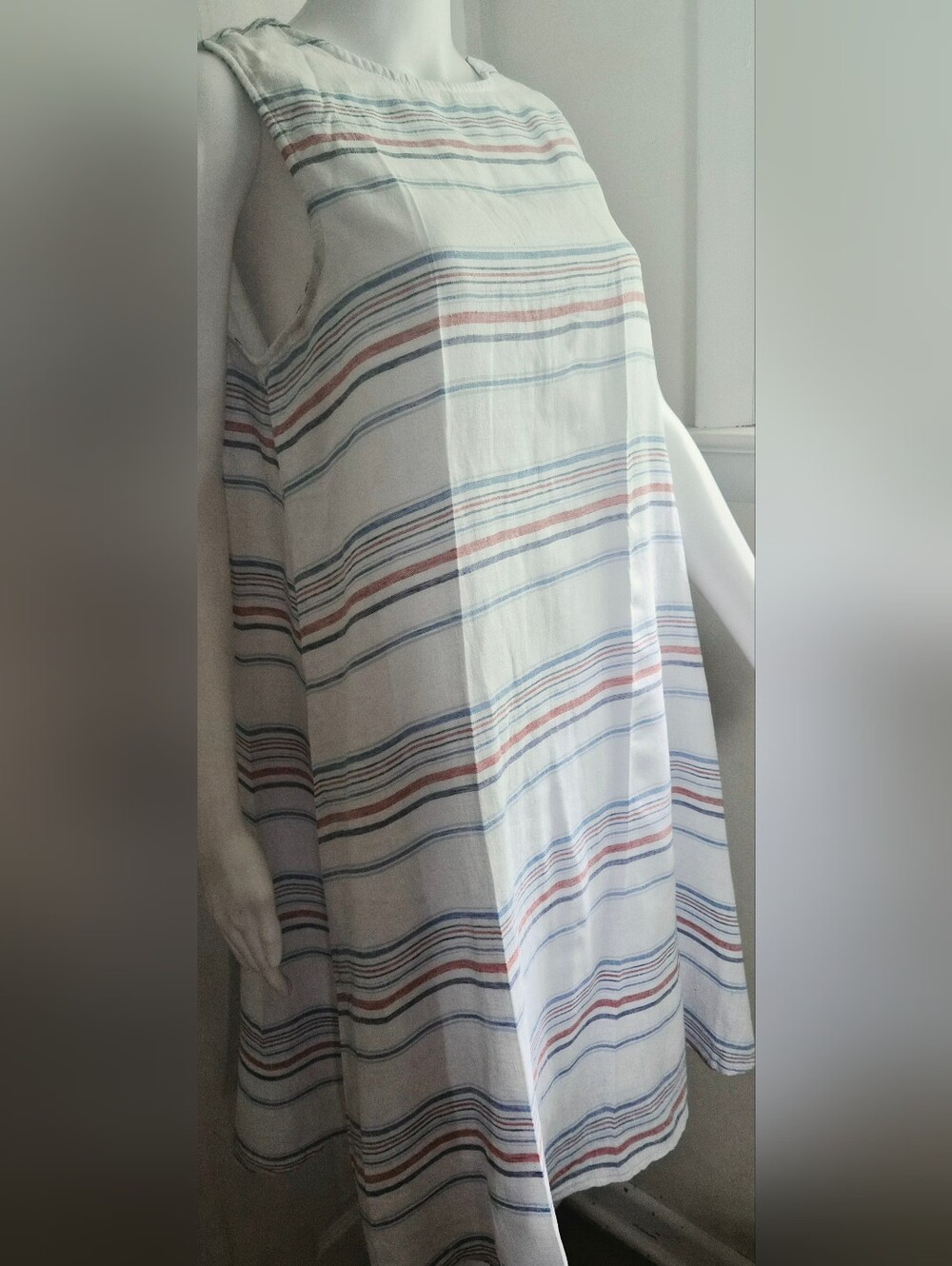 Beachlunchlounge Striped Linen Blend Sleeveless Shift Dress